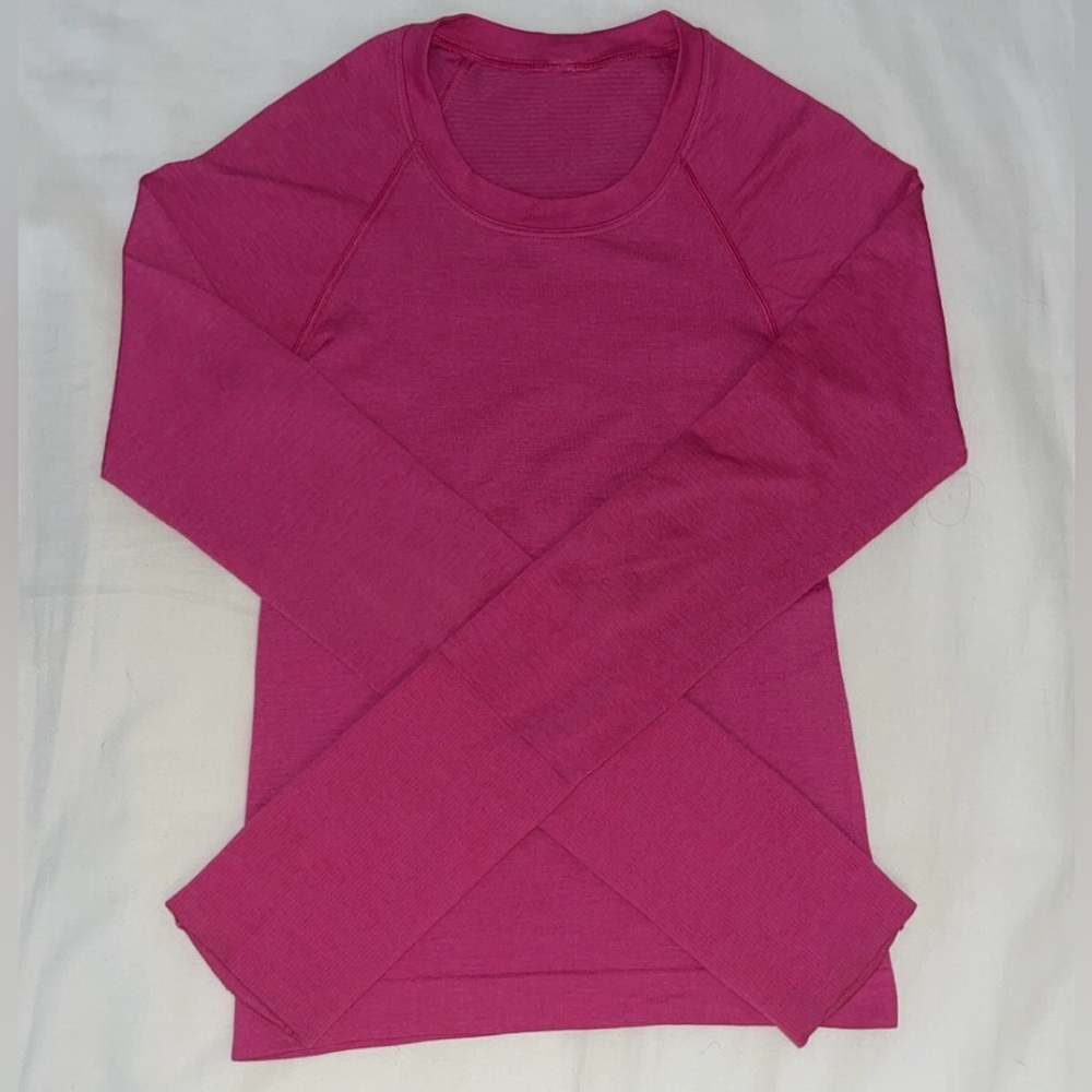 Sonic pink lululemon long sleave swiftly tec